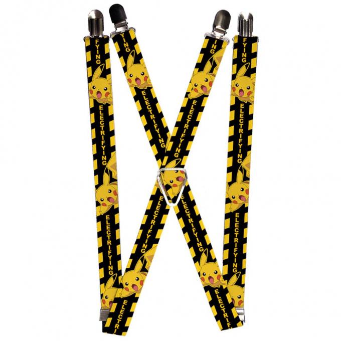 Suspenders - 1.0" - Pikachu Attack Warning ELECTRIFYING Black/Yellow