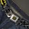 Batman Full Color Black/Yellow Seatbelt Belt - Bat Signals Stacked/Repeat Gray/Black/Yellow Webbing