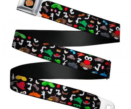 MR. POTATO HEAD Logo Seatbelt Belt - Mr. Potato Head Parts Scattered Black Webbing