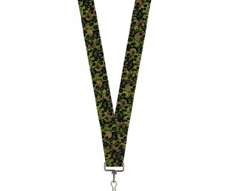 Buckle-Down Lanyard - Camo Olive/Black Skull Yard2