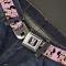 Minnie Mouse Full Color Face Pink Polka Dot/Black Seatbelt Belt - Minnie Mouse Expressions Polka Dot Pink/White Webbing