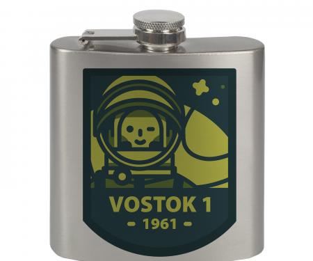 Stainless Steel Flask - 6 OZ - VOSTOK 1-1961 Cosmonaut Greens/Blues