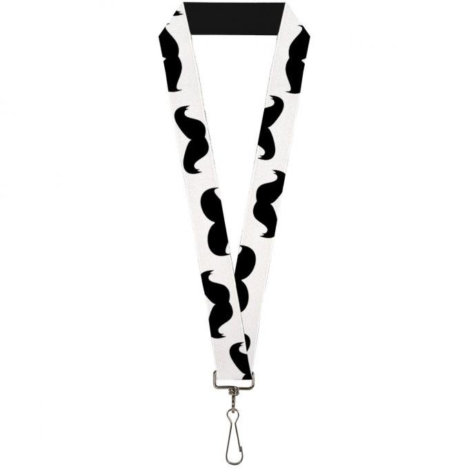 Buckle-Down Lanyard - Mustaches White/Black