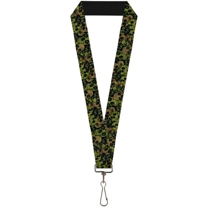 Buckle-Down Lanyard - Camo Olive/Black Skull Yard2