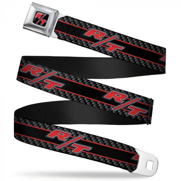 Dodge Challenger R T Emblem Full Color Black White Red Seatbelt Belt Dodge Challenger R T Emblem Carbon Fiber Stripe Grays Black Red Webbing Muscle Cars Classics