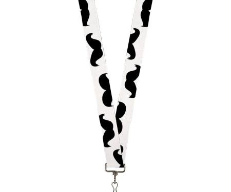 Buckle-Down Lanyard - Mustaches White/Black