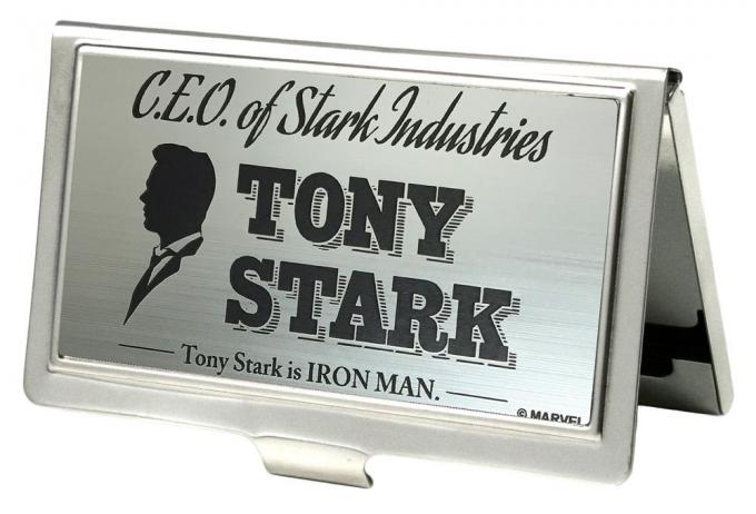 MARVEL AVENGERS 
Business Card Holder - SMALL - CEO OF STARK INDUSTRIES TONY STARK Brushed Silver/Black