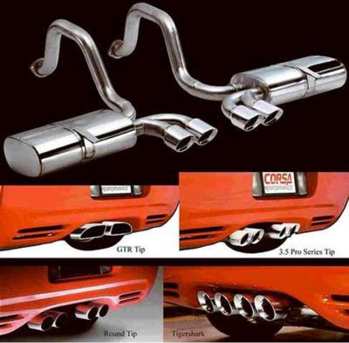 1997-2004 Corsa Exhaust Mufflers With Tigershark Tips Indy