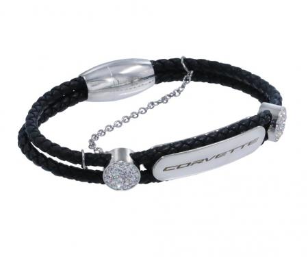 Corvette Signature Braided Black Leather Bracelet