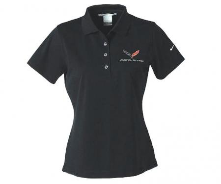 Polo Shirt C7 Corvette Ladies Nike Dri Fit Black