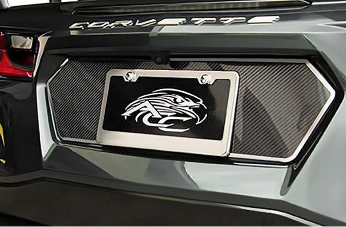20-23 Brushed Stainless Steel Rear Licence Plate Trim W/Carbon Fiber Insert