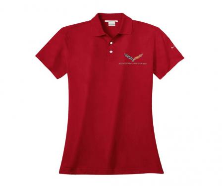 C6 Corvette Ladies Nike Dri Fit Red Polo Shirt