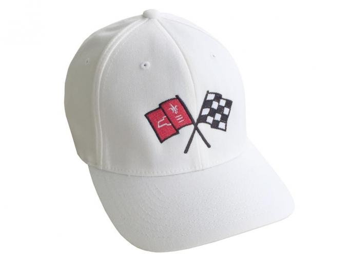 63-66 Hat - White Flex Fit With C2 Emblem ( S / M ) Fits 6-3/4" To 7-1/4"