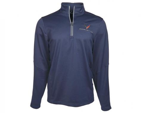 Men's C8 Corvette Under Armour Qualifier Quarter Zip Navy Jacket