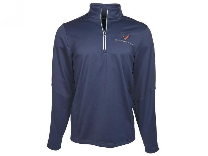 Men's C8 Corvette Under Armour Qualifier Quarter Zip Navy Jacket