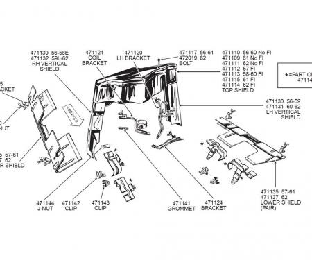 57-70 Spark Plug Heat Shield - Set of 4