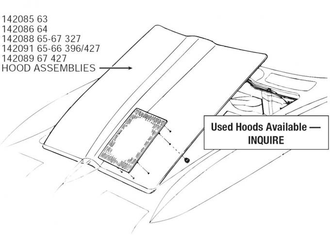 65-67 Hood Assembly - 327 Design Fits 63 67 Press Moulded