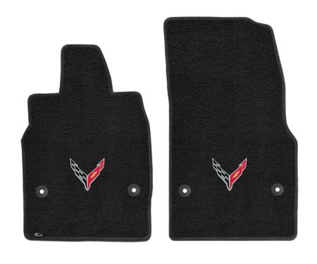 2020-2023 Ebony / Black Lloyds C8 Cross Flag Emblem Floor Mats