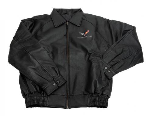 Lambskin Leather Jacket with Embroidered C7 Corvette Emblem