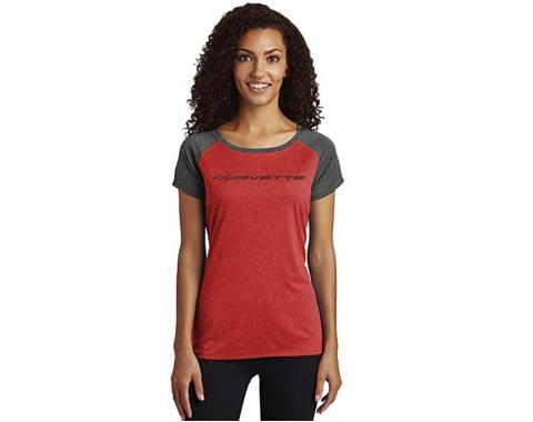 Ladies Corvette Script Red Heather T-Shirt