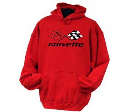 Hoodie/Hooded Sweatshirt With Crossflag Embroidered Logo Red