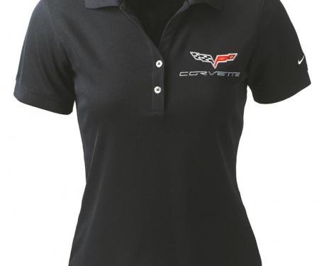 C6 Corvette Ladies Nike Dri Fit Black Polo Shirt