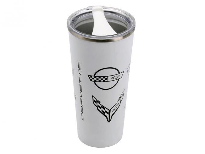 White Corvette Generations Stainless Steel Tumbler