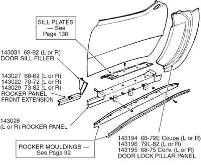 73-82 Rocker Panel Extension - Right Front Press Moulded