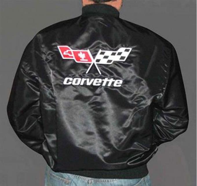 Jacket - Black Satin With Embroidered 77-82 C3 Emblem