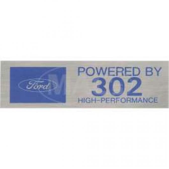 Valve Cover Decal, Powered By 302, High Performance, 1957-1979