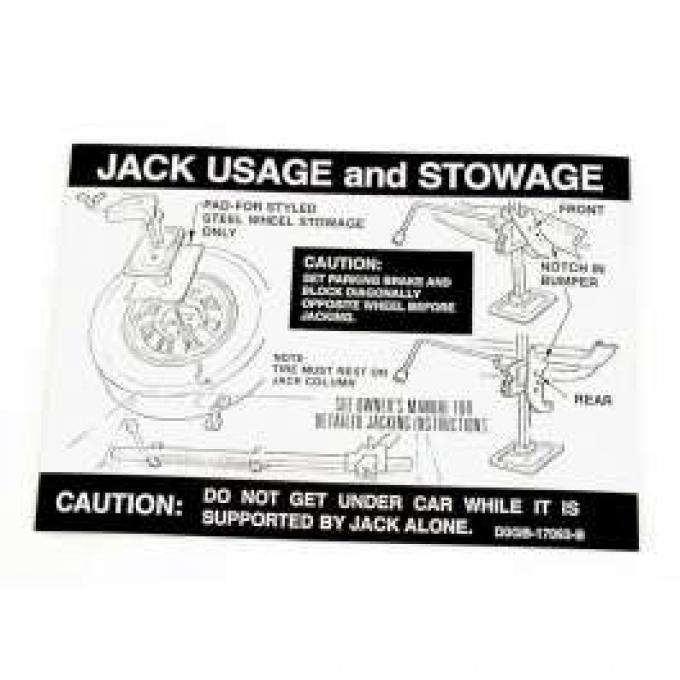 Jack Instructions Decal - With Styled Wheels - Montego Except Convertible