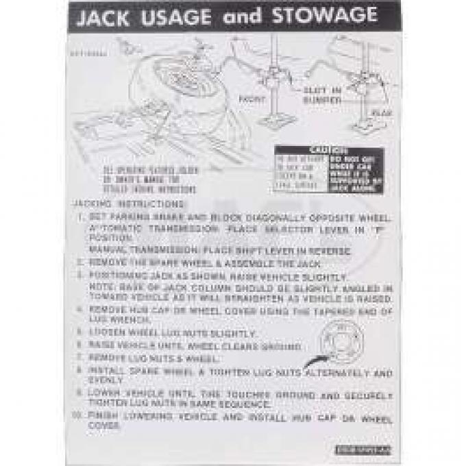 Jack Instruction Decal, Montego, 1973-1974