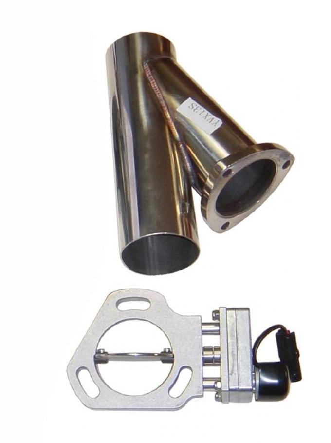 Pypes Y Exhaust Electric Dump Cutout 2.5 in Hardware Incl Natural Aluminum And 304 Stainless Steel Exhaust HVE11K