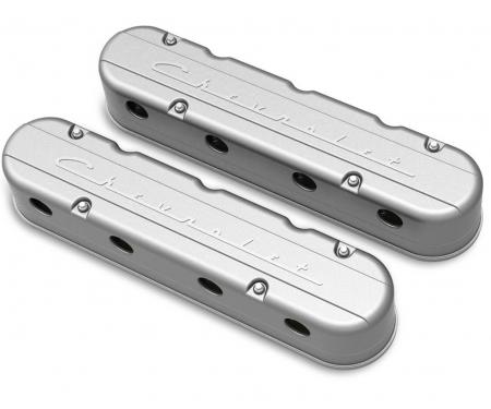 Holley 2-Piece "Chevrolet" Script Valve Cover, Gen III/IV LS, Natural 241-175