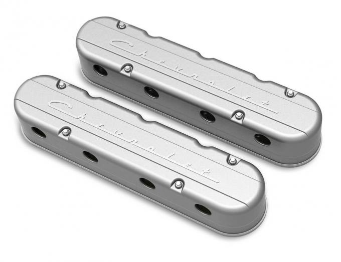 Holley 2-Piece "Chevrolet" Script Valve Cover, Gen III/IV LS, Natural 241-175