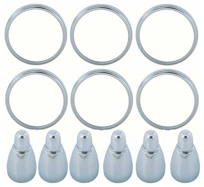 OER 1965 Impala Tail Lamp Lens Trim Ring And Ornament Set Of 6 *881287