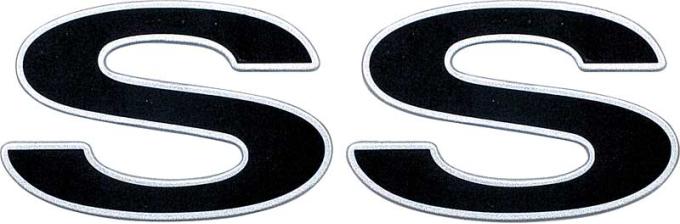 OER 1996-2002 Camaro, "SS" Front Fender, Rear Panel Emblem, Black Letters with Silver Outline 12369966