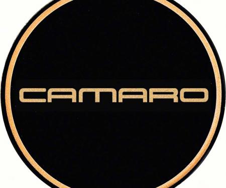 OER 2-1/8" GTA Wheel Center Cap Emblem with Gold Camaro Logo and Black Background K151766GD