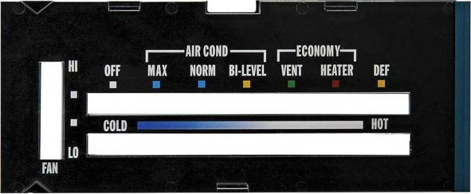 OER 1976-79 Camaro, Heater Control Lens, with Air Conditioning, with Black Backing Paper A9600114