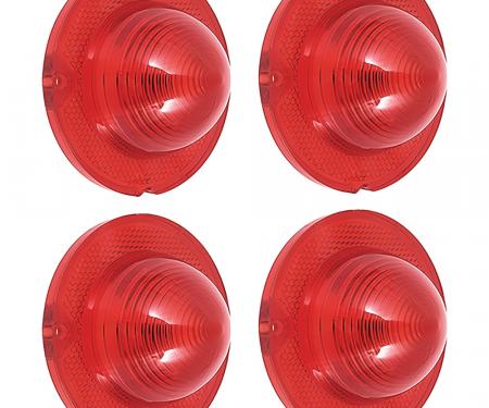 OER 1958 Chevrolet Bel Air, Biscayne, 1961-66 Corvette, Tail Lamp Lens, Set Of 4 Red Lenses *881289A