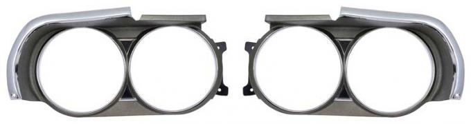 OER 1971 Dodge Challenger, Headlamp Bezels , Argent Silver, RH and LH, Pair ME1856