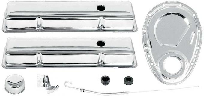 OER Chevrolet Engine Dress-Up Set , Small Block, Chrome , Low Profile Valve Covers , Timing Cover T3043