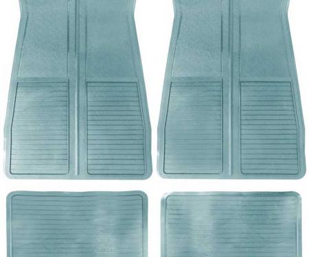 OER 1973-81 GM, Rubber Floor Mat Set, With GM Logo, Factory Style, Set of 4, Light Blue CM65103