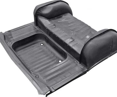 OER 1963 Impala, Bel Air, Biscayne, Trunk Floor, Wheelhouse, Seat Shelf Assembly, EDP Coated 14742A