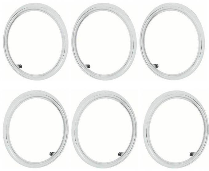 OER 1965 Impala, Tail Lamp and Back-up Lamp Trim Bezel Set, 6 Piece Set *881286