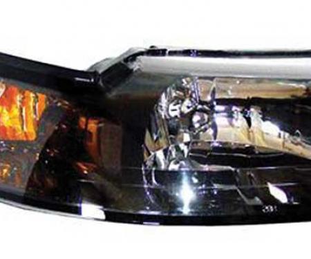 OER 1999-04 Mustang Headlight with Clear Lens, Black Housing and Amber Reflector- Pair 94L084