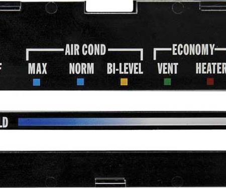 OER 1976-79 Camaro, Heater Control Lens, with Air Conditioning, with Black Backing Paper A9600114