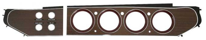 OER 1970-71 Mopar E-Body Woodgrain Rallye Gauge and Switch Panel Bezel Set, Convertible, 4 Switch ME1485